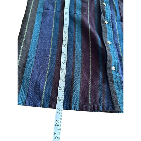 VTG 90s Backpacker Outdoors Striped Long Sleeve Collared Shirt M Pockets - Picture 7 of 10